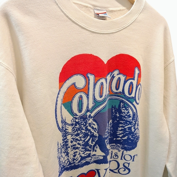 Junk Food Tees "Colorado is for Lovers" White Crewneck Sweatshirt Small Gorpcore - Picture 3 of 5